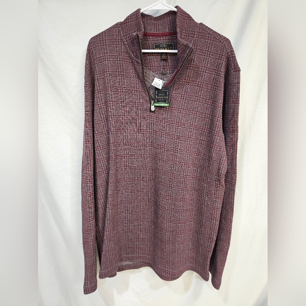 Jos. A. Bank Reserve Men’s Sweater Pull Over Size Large LT Red Brown Quarter Zip
